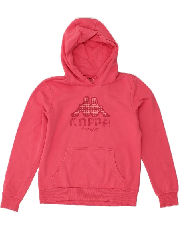 KAPPA Womens Oversized Graphic Hoodie Jumper UK 10 Small Pink Cotton