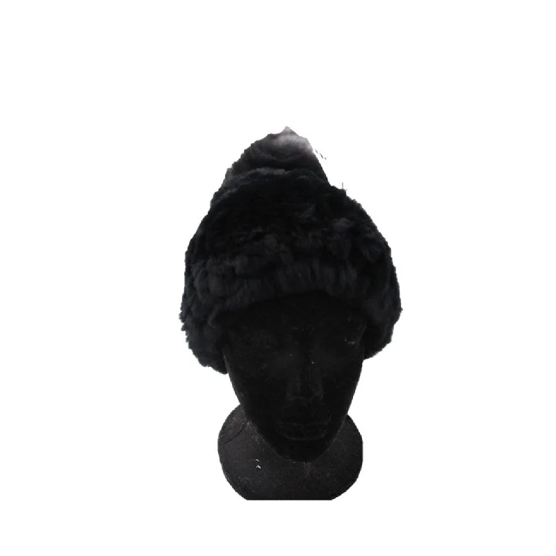 Rex Rabbit and Fox Fur Hat- Black