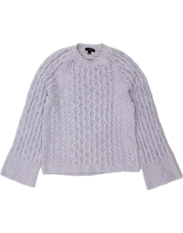 J. CREW Womens Crop Crew Neck Jumper Sweater UK 10 Small Purple Cotton