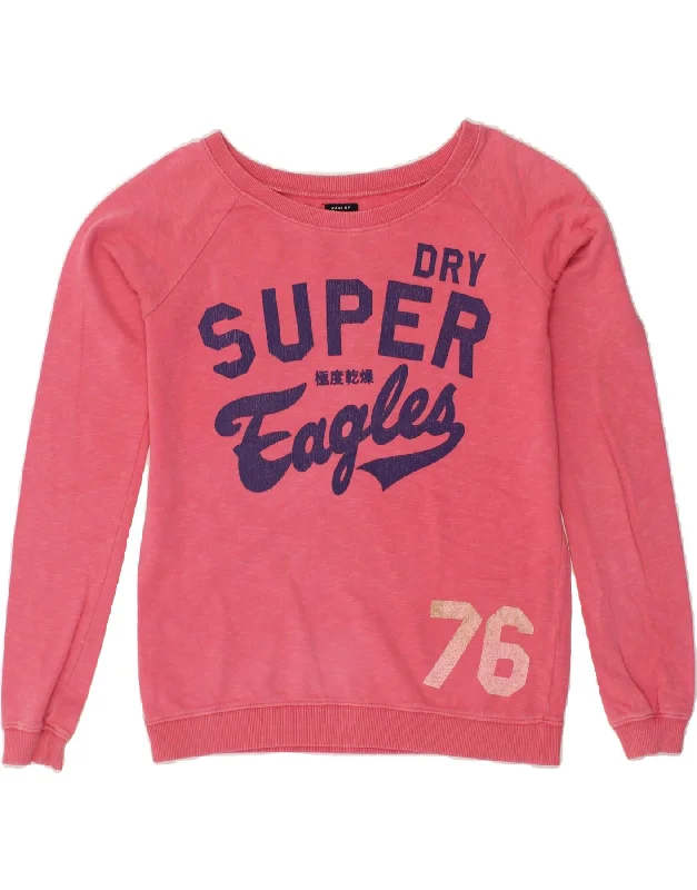 SUPERDRY Womens Oversized Graphic Sweatshirt Jumper UK 10 Small Pink