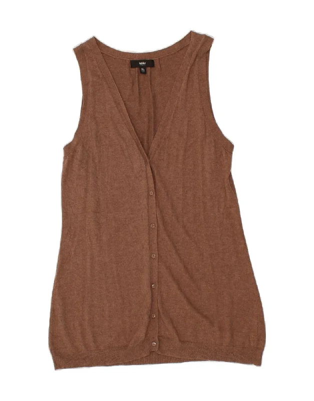 MOSSIMO Womens Longline Sleeveless Cardigan Sweater UK 18 XL Brown Cotton