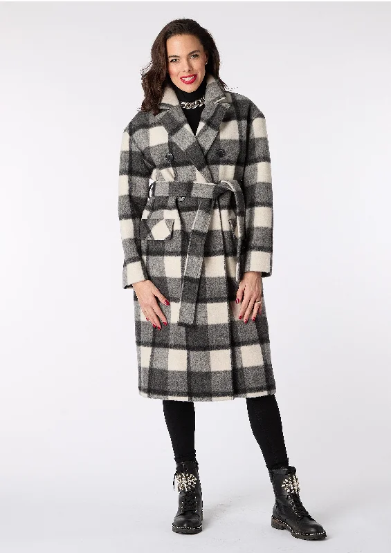 Nora Check Coat with Belt - size 12