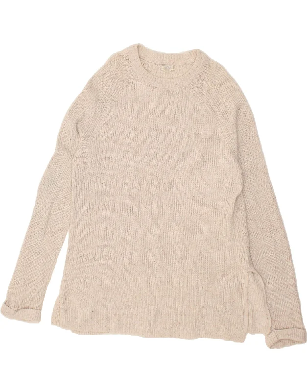 FAT FACE Womens Boat Neck Jumper Sweater UK 12 Medium Beige Flecked