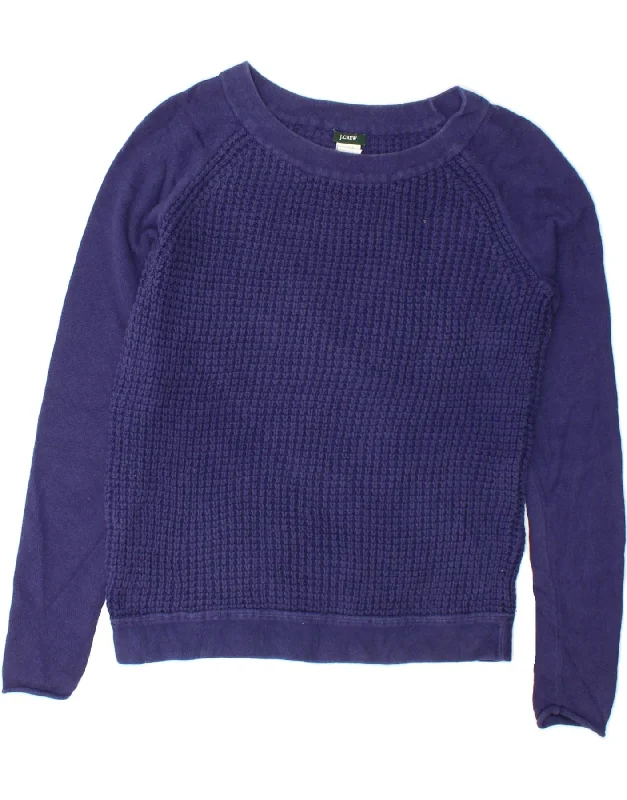 J. CREW Womens Crew Neck Jumper Sweater UK 6 XS Navy Blue Cotton