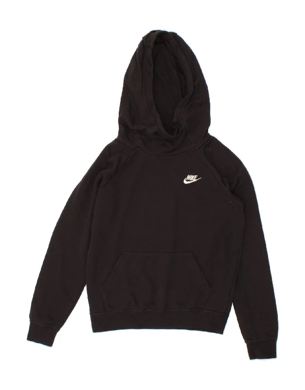 NIKE Womens Oversized Hoodie Jumper UK 6 XS Black Cotton