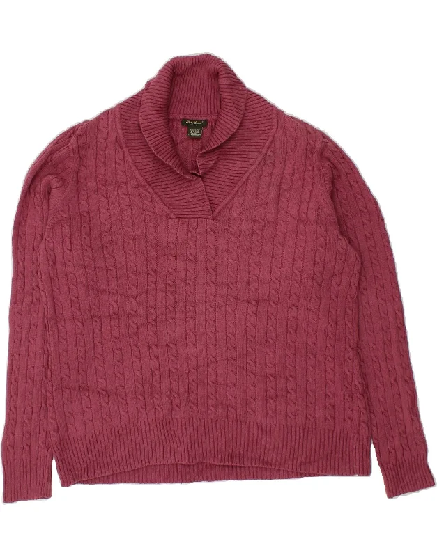 EDDIE BAUER Womens Oversized Shawl Neck Jumper Sweater UK 18 XL Burgundy