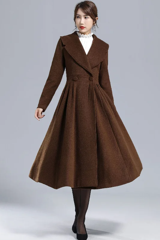 Warm Winter Wool Princess Coat Brown 3241