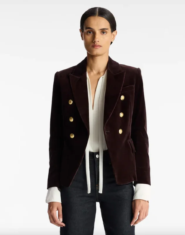 Chelsea Velvet Tailored Jacket - Chocolate