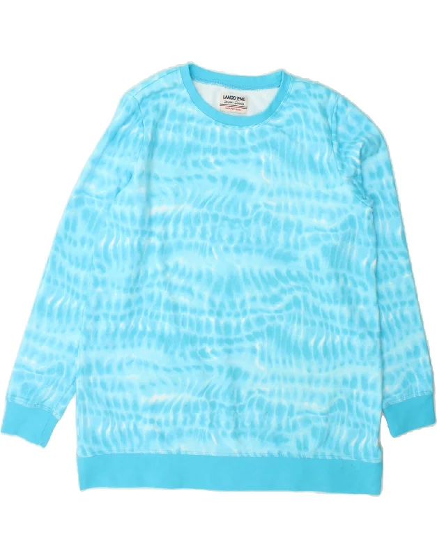 LANDS END Womens Abstract Pattern Sweatshirt Jumper UK 16 Large Blue