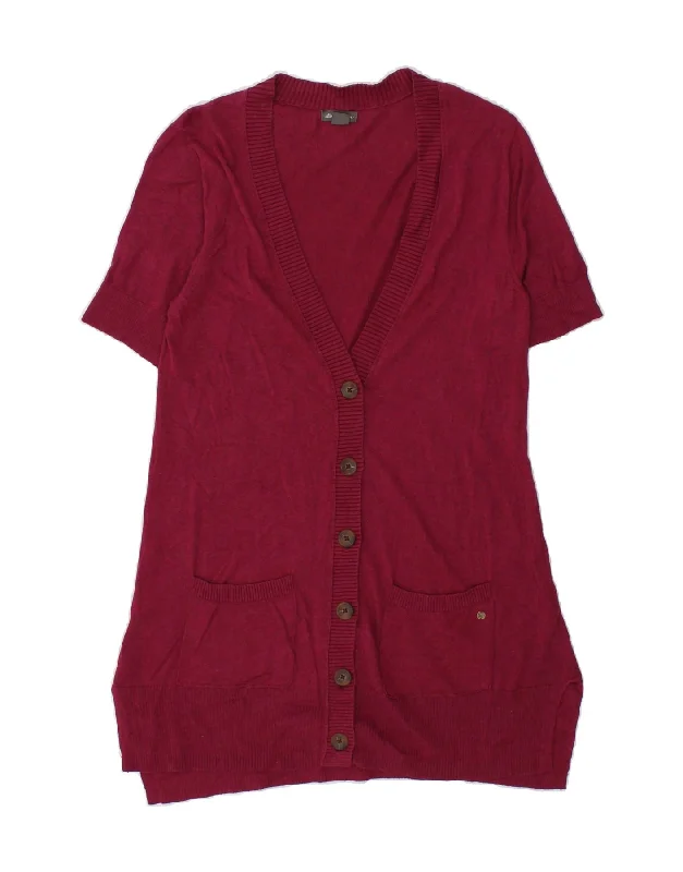 EDDIE BAUER Womens Longline Cardigan Sweater UK 10 Small Burgundy