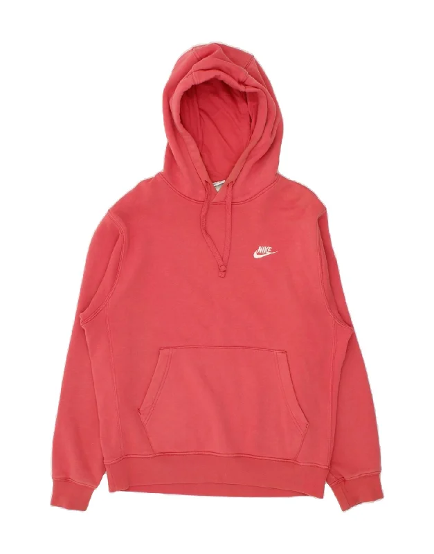 NIKE Womens Oversized Hoodie Jumper UK 10 Small Pink Cotton