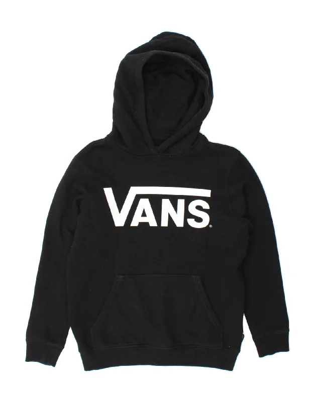 VANS Womens Graphic Hoodie Jumper UK 10 Small Black Cotton