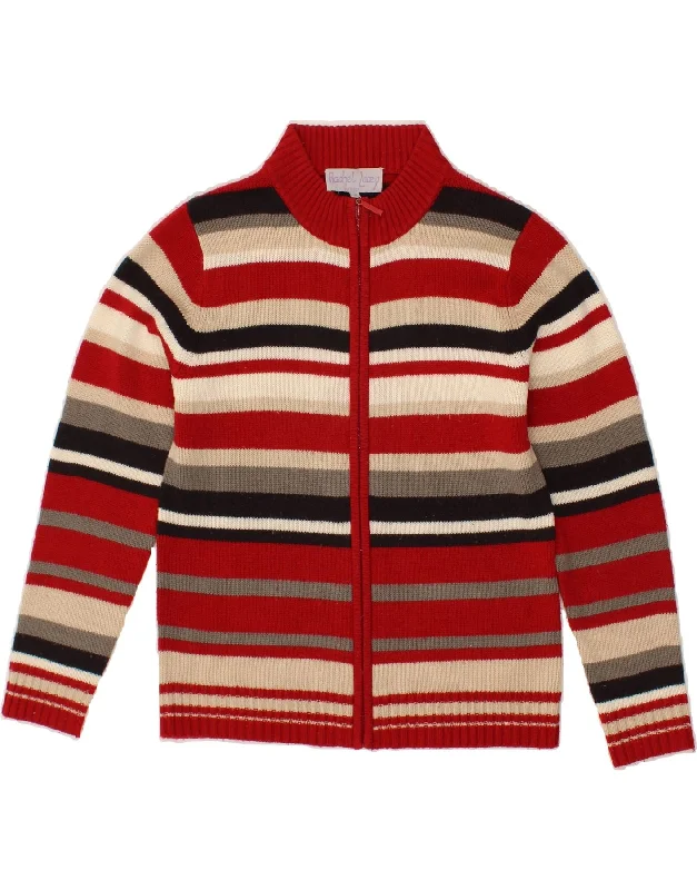 VINTAGE Womens Dublin Cardigan Sweater US 2 XS Red Striped Acrylic