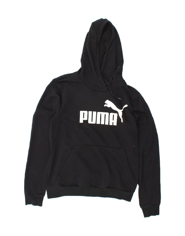 PUMA Womens Graphic Hoodie Jumper UK 16 Large Black Cotton