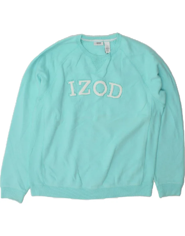 IZOD Womens Oversized Graphic Sweatshirt Jumper UK 16 Large Turquoise