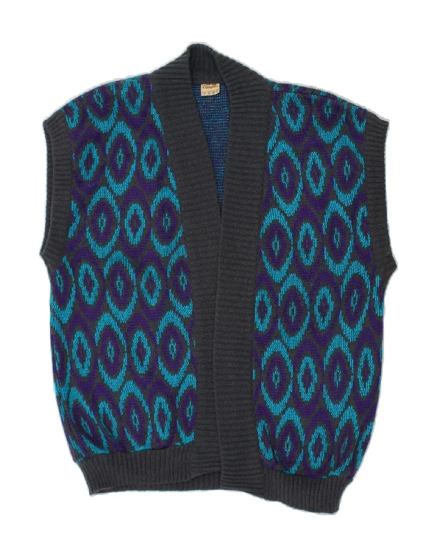 CAMILLA Womens Abstract Pattern Cardigan Sweater UK 10 Small Black