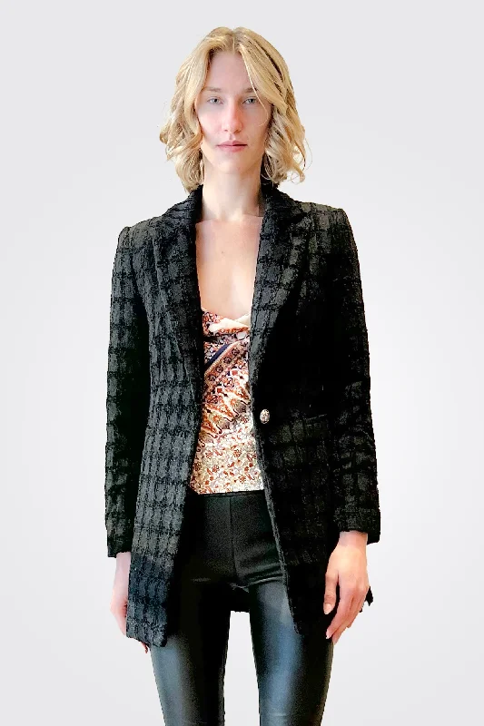 Coat Blazer - Black Plaid