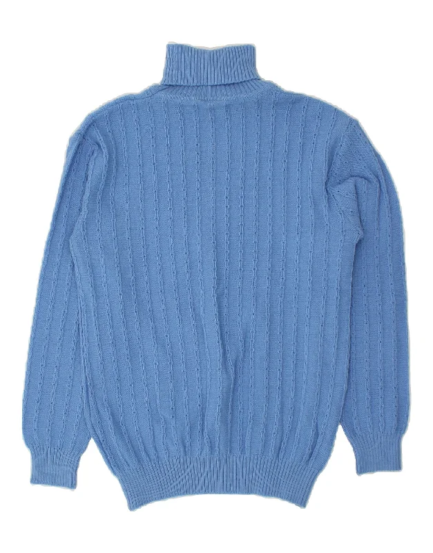 VINTAGE Womens Roll Neck Jumper Sweater IT 52 2XL Blue Acrylic