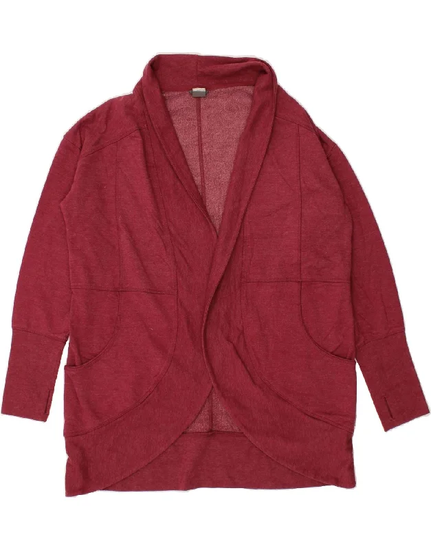 EDDIE BAUER Womens Longline Open Cardigan Sweater UK 16 Large Burgundy