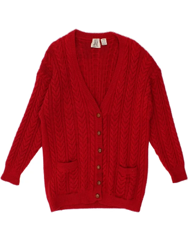 JONES Womens Longline Cardigan Sweater UK 16 Large Red Wool