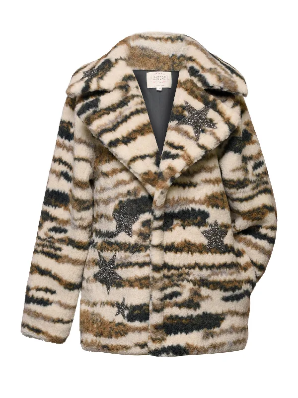 Little l Big Girl’s Cozy Tiger Animal Print Faux Fur Coat