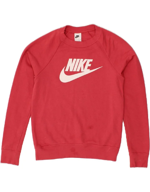 NIKE Womens Graphic Sweatshirt Jumper UK 6 XS Red Cotton