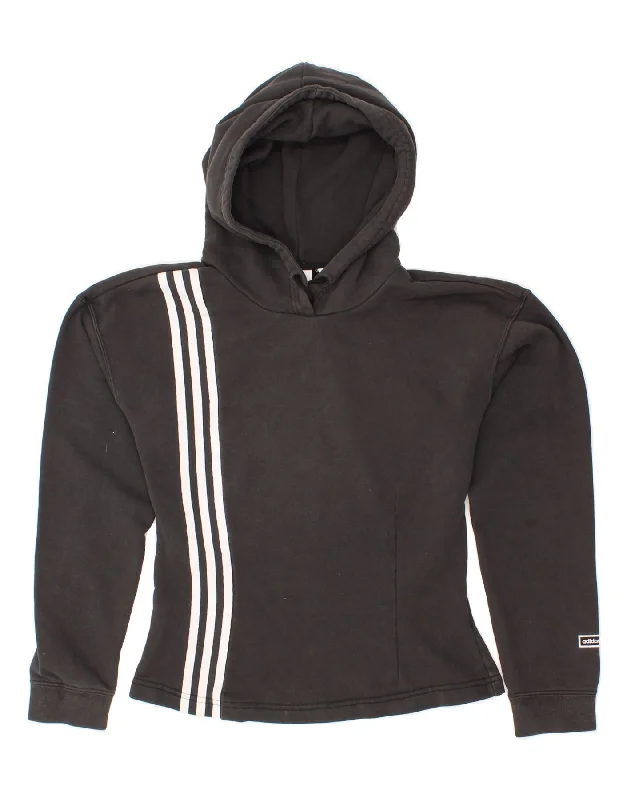 ADIDAS Womens Hoodie Jumper UK 8 Small Black Cotton