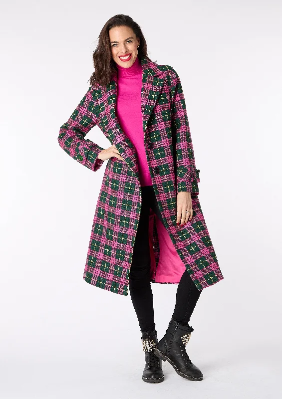 Yasmin Single Breasted Easy-wear Check Coat - size Large