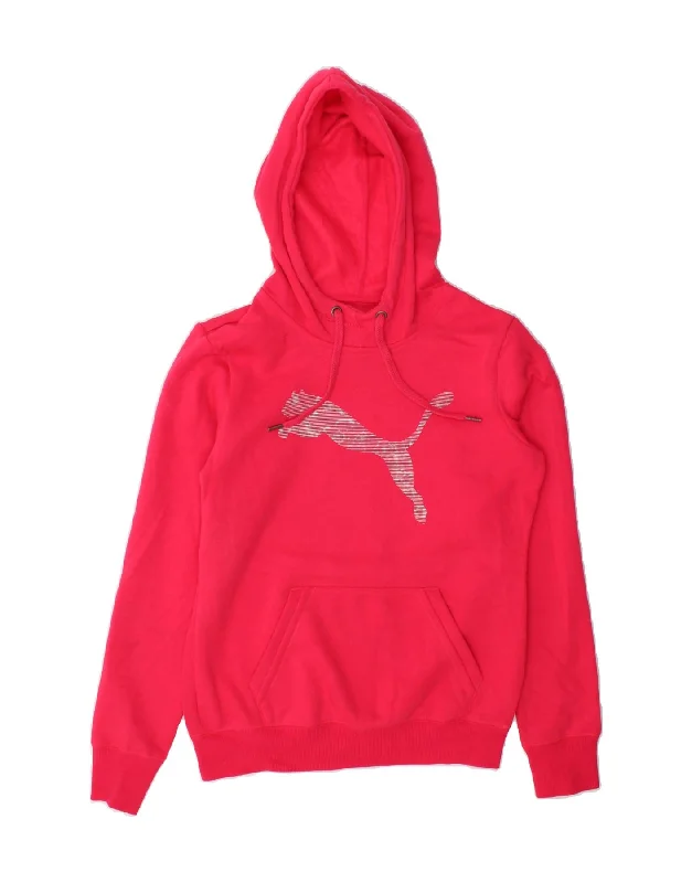 PUMA Womens Graphic Hoodie Jumper UK 10 Small Pink Cotton