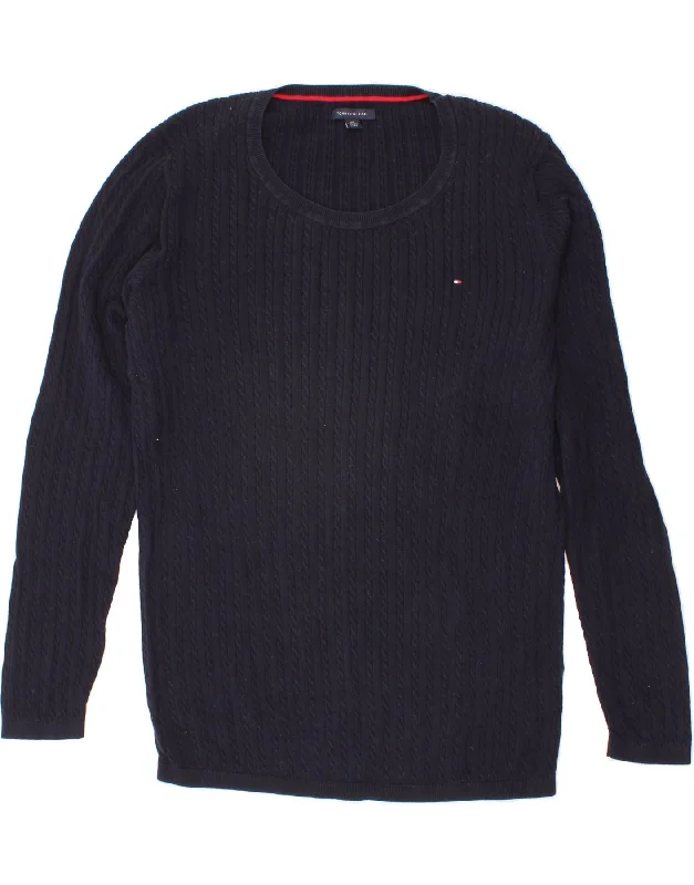 TOMMY HILFIGER Womens Boat Neck Jumper Sweater UK 20 2XL Navy Blue Cotton