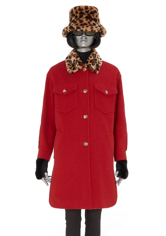 Cora Wool-Blend Coat with Faux Fur Collar - size 10