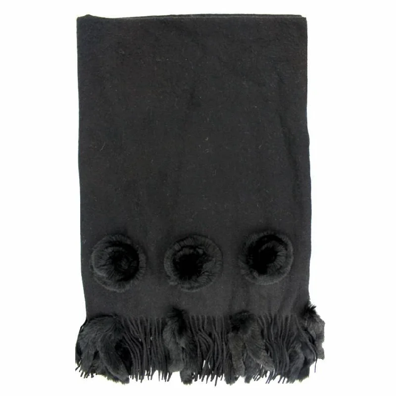 Rex Rabbit Fur Trim Wrap - Black