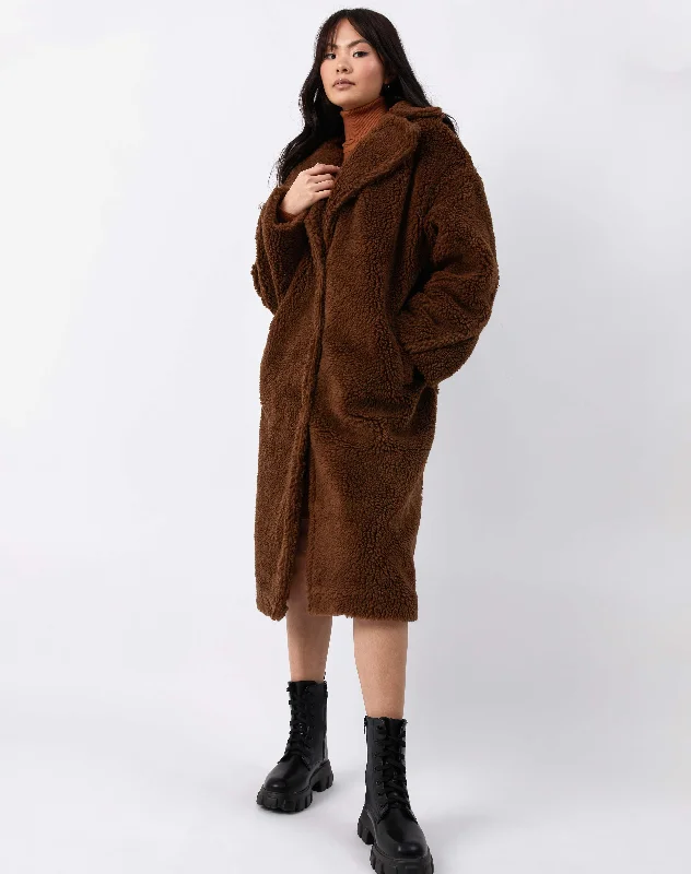 Oversized Teddy Coat in Brown | Gigi