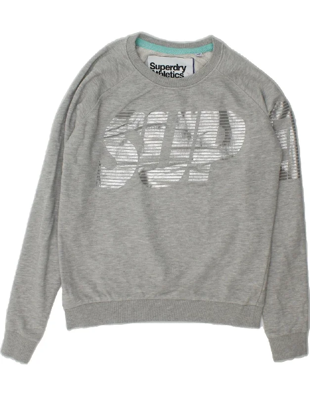 SUPERDRY Womens Tokyo Oversized Graphic Sweatshirt Jumper UK 6 XS Grey